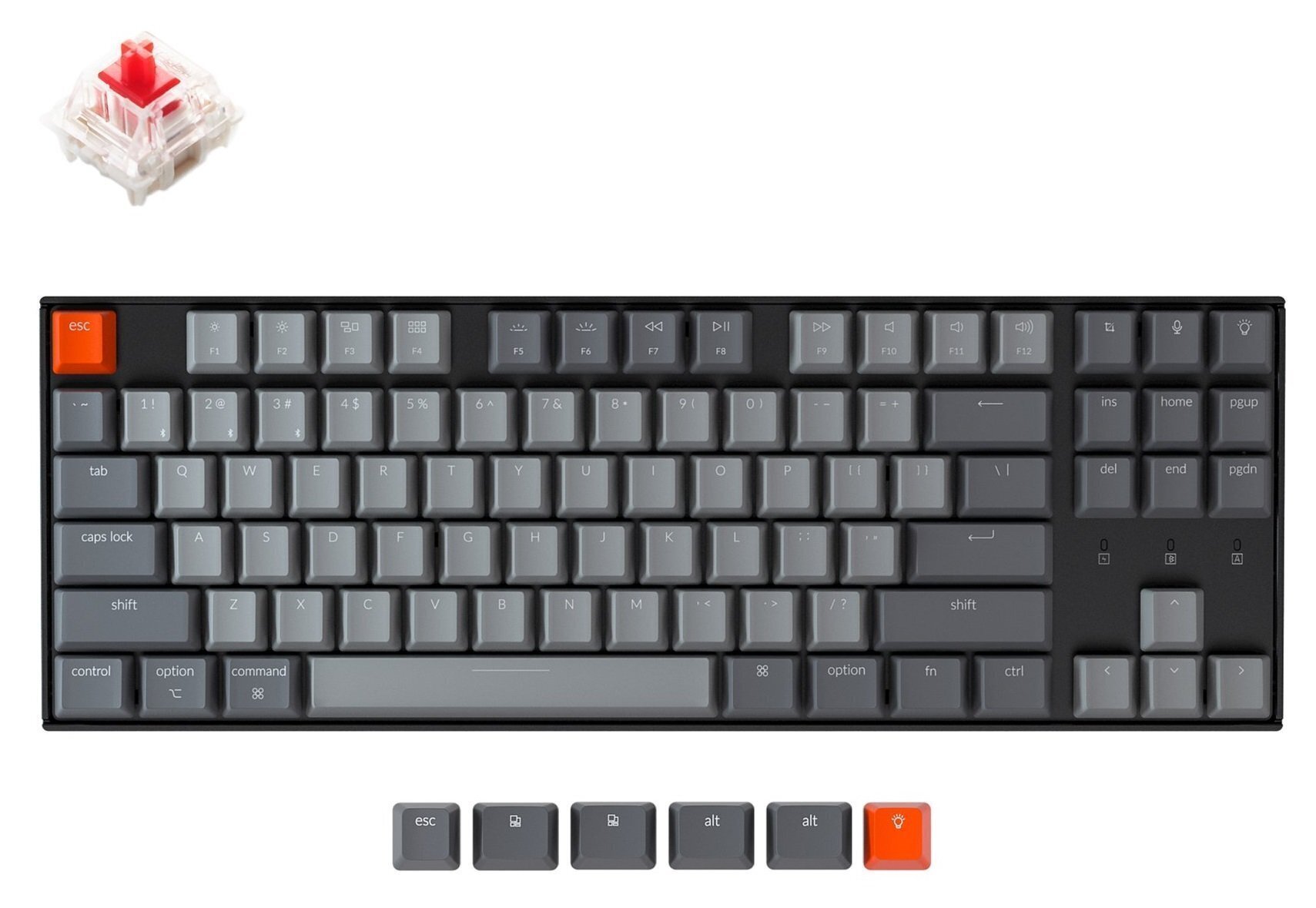 

Клавиатура беспроводная Keychron K8 Gateron Red White LED USB/Bluetooth Black (ENG/RU) (K8A1_Keychron)