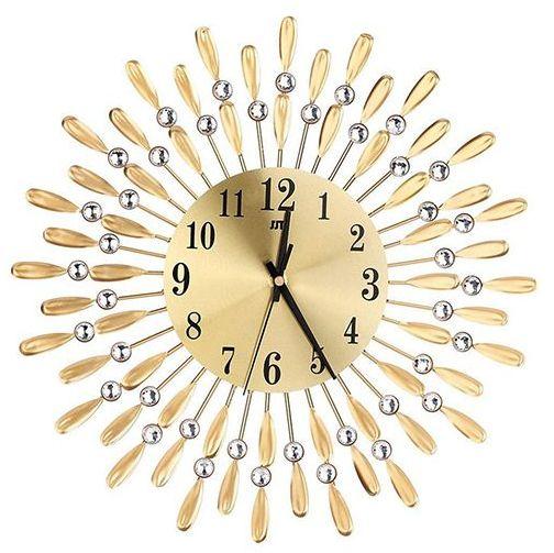 

Настенные часы (38 см) бесшумные со стразами камнями "Подсолнух Золото" Ti-time [Металл, Стекло]