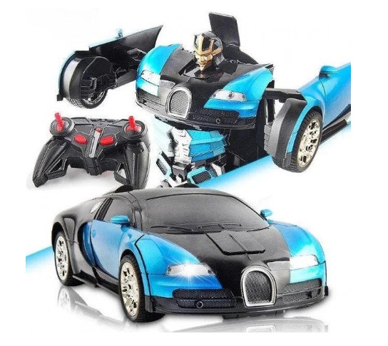 

Машинка Трансформер с пультом Bugatti Robot Car Size 1:12 сама трансформируется Синяя