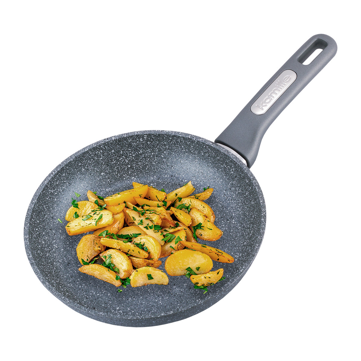

Сковорода Kamille 22см с гранитным покрытием из алюминия для индукции и газа KM-4286GR