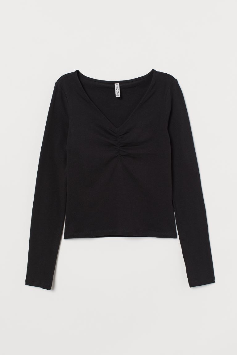 

Топ с треугольным вырезом H&M  Черный, Топ с треугольным вырезом H&M S Черный