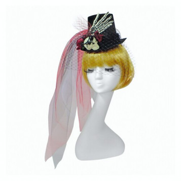 

Шляпка Мертвая наездница с вуалью и фатой Halloween 17-798BLK-CLT
