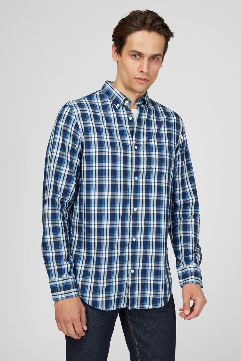 

Мужская рубашка в клетку OXFORD INDIGO Gant  3037630, Мужская рубашка в клетку OXFORD INDIGO Gant M 3037630