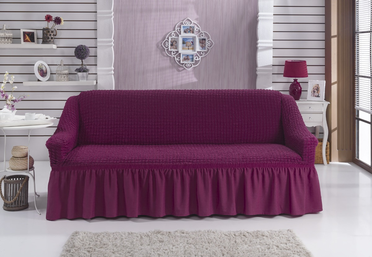 

Чехол на диван с юбкой Баклажановый Home Collection Evibu Турция 50121