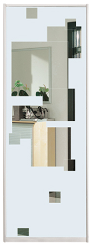 

Дверь (раздвижная система ) пескоструй зеркальные квадраты рисунок 51 к шкафу-купе 85 x 275 см