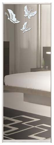 

Дверь (раздвижная система ) пескоструй бабочки на зеркале серебро рисунок 56 к шкафу-купе 65 x 265 см