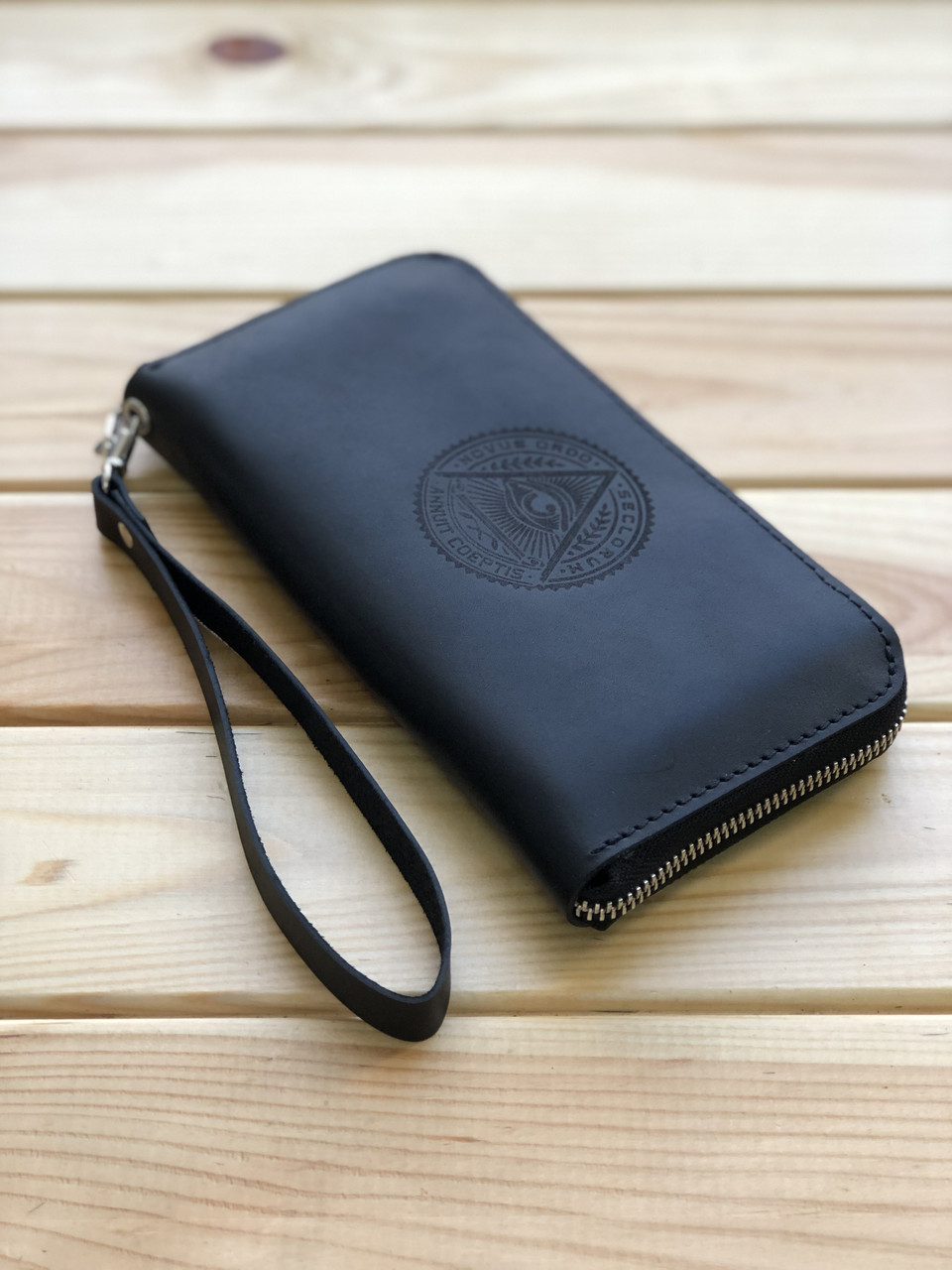 

Кожаный кошелек Shiynik Zipper Черный 148