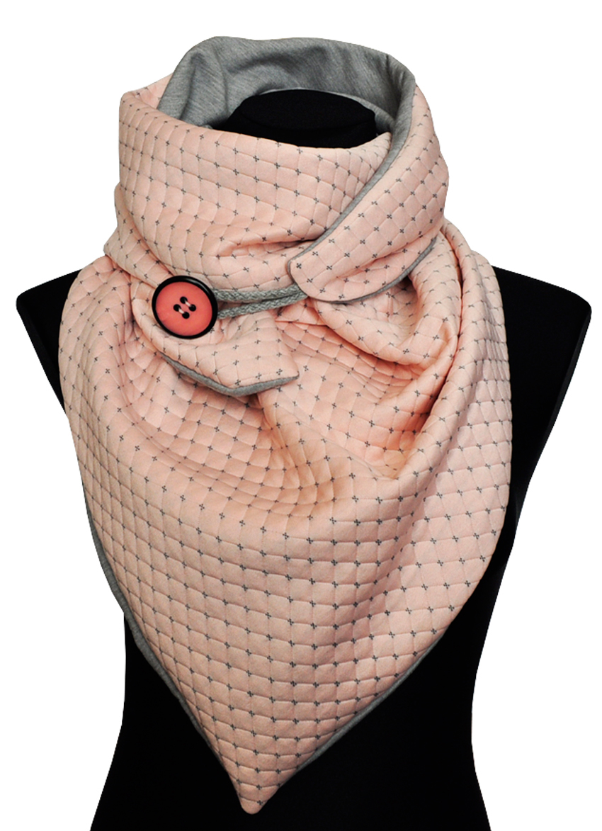 

Женский шарф My Scarf теплый трикотажный серо-розовый (804)