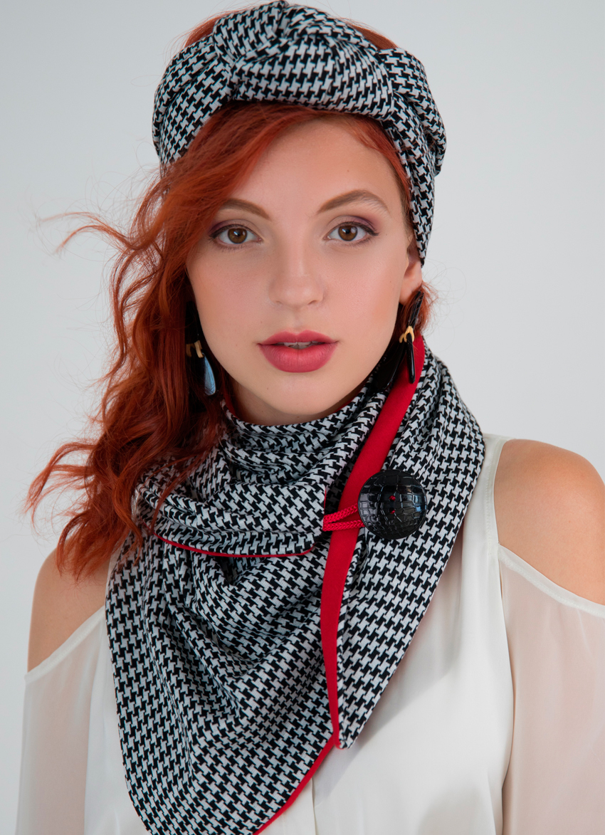 

Комплект шарф и тюрбан My Scarf черно-белый (301)