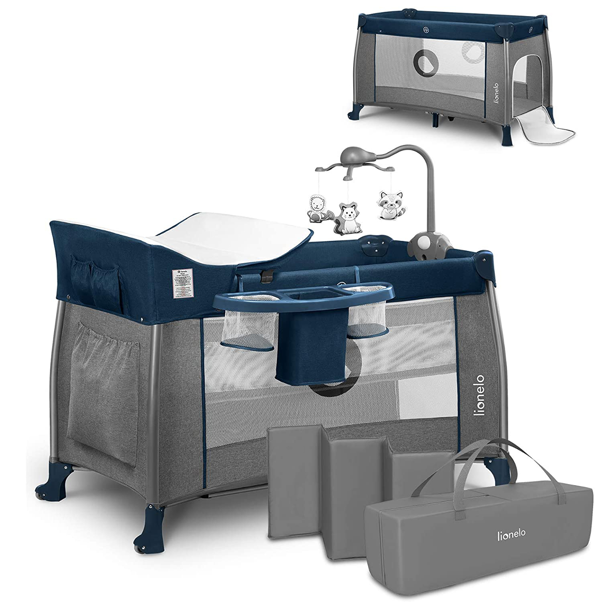 

Детская кроватка-манеж 2 в 1 Lionelo Thomi Blue Navy (LO.TM04)