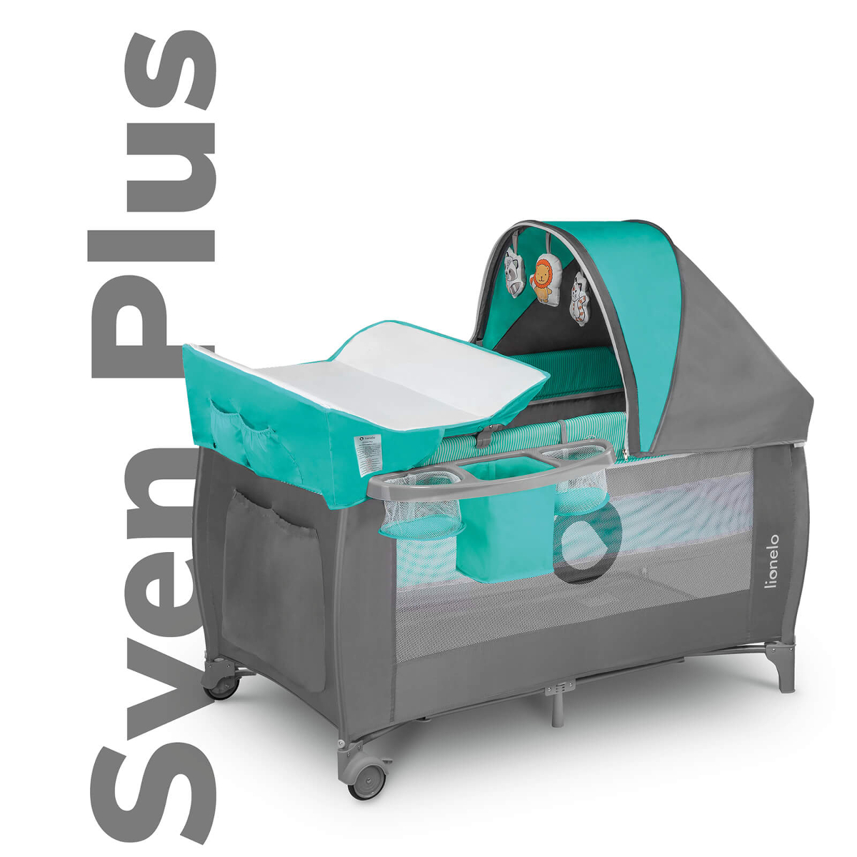 

Кроватка-манеж Lionelo Sven Plus Turquoise Grey