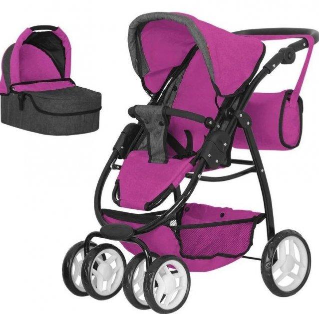 

Прогулочная коляска для кукол и пупсов с люлькой и сумкой MELOBO 9662-3 ROSE RED 2в1 CARRELLO AVANTI, малиновая