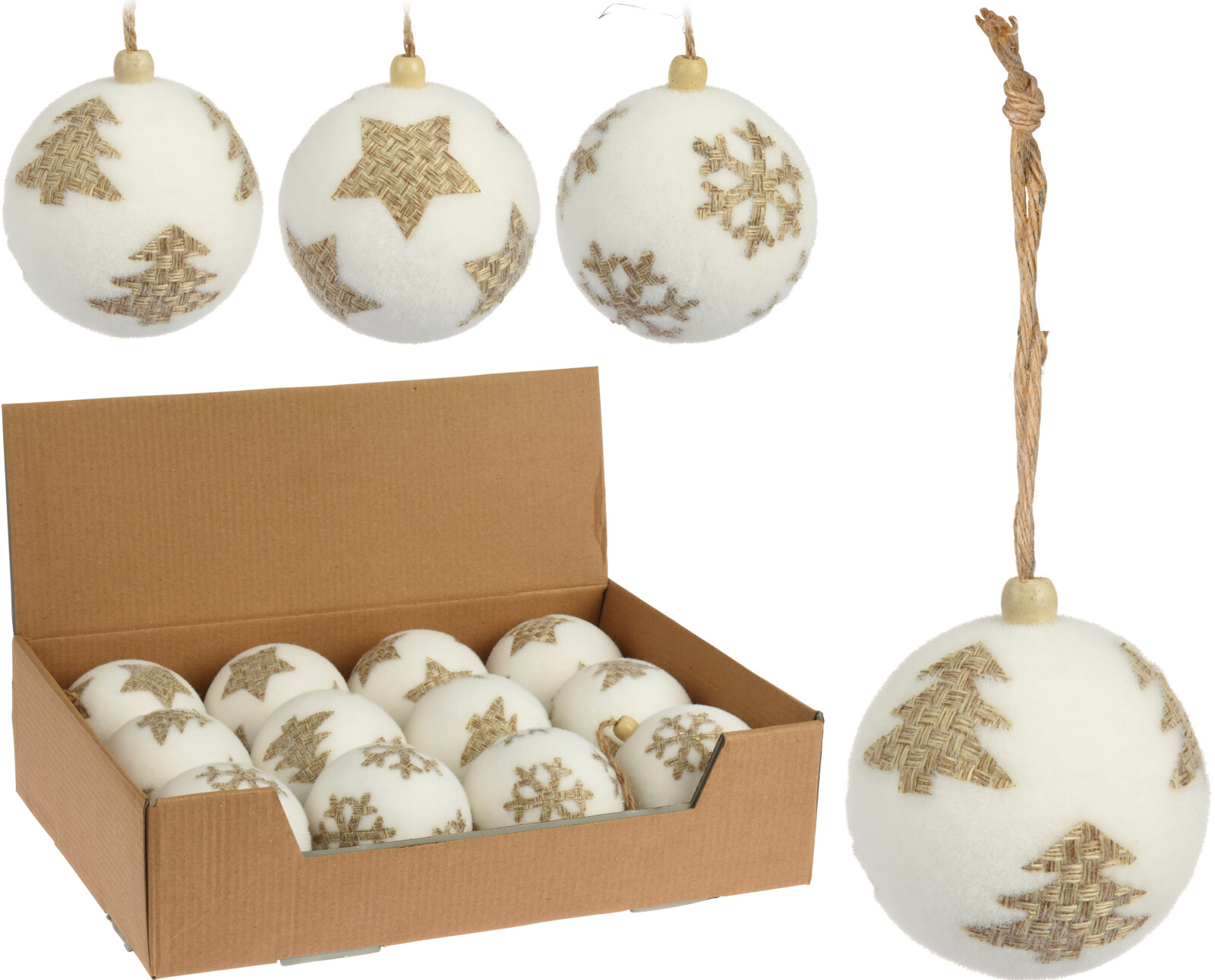 

Набор елочных шаров Christmas Decoration 8 см 12 шт белые (ABJ432720)