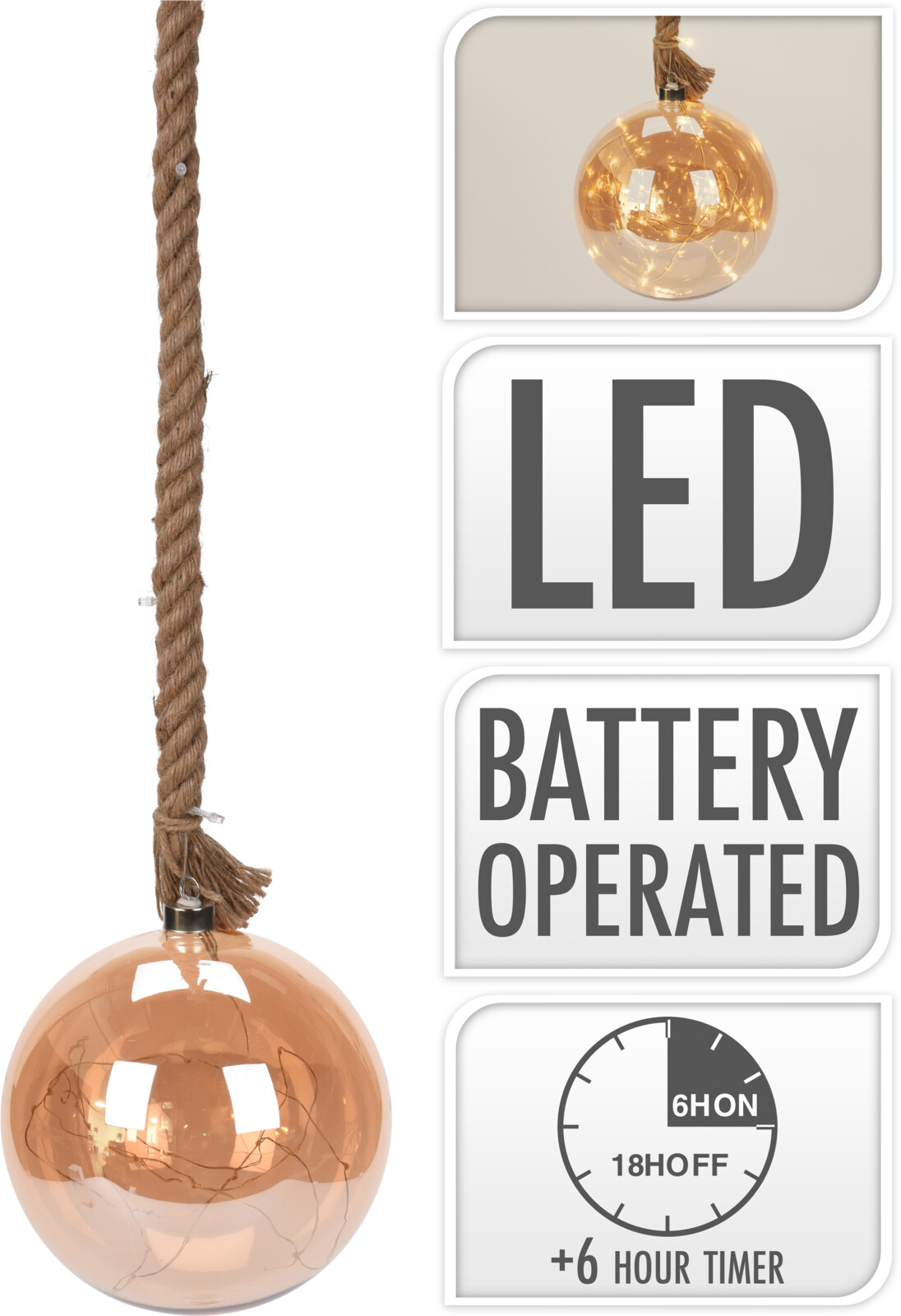 

Елочный шар Christmas Decoration 20 см с подсветкой янтарный (ABR522550)