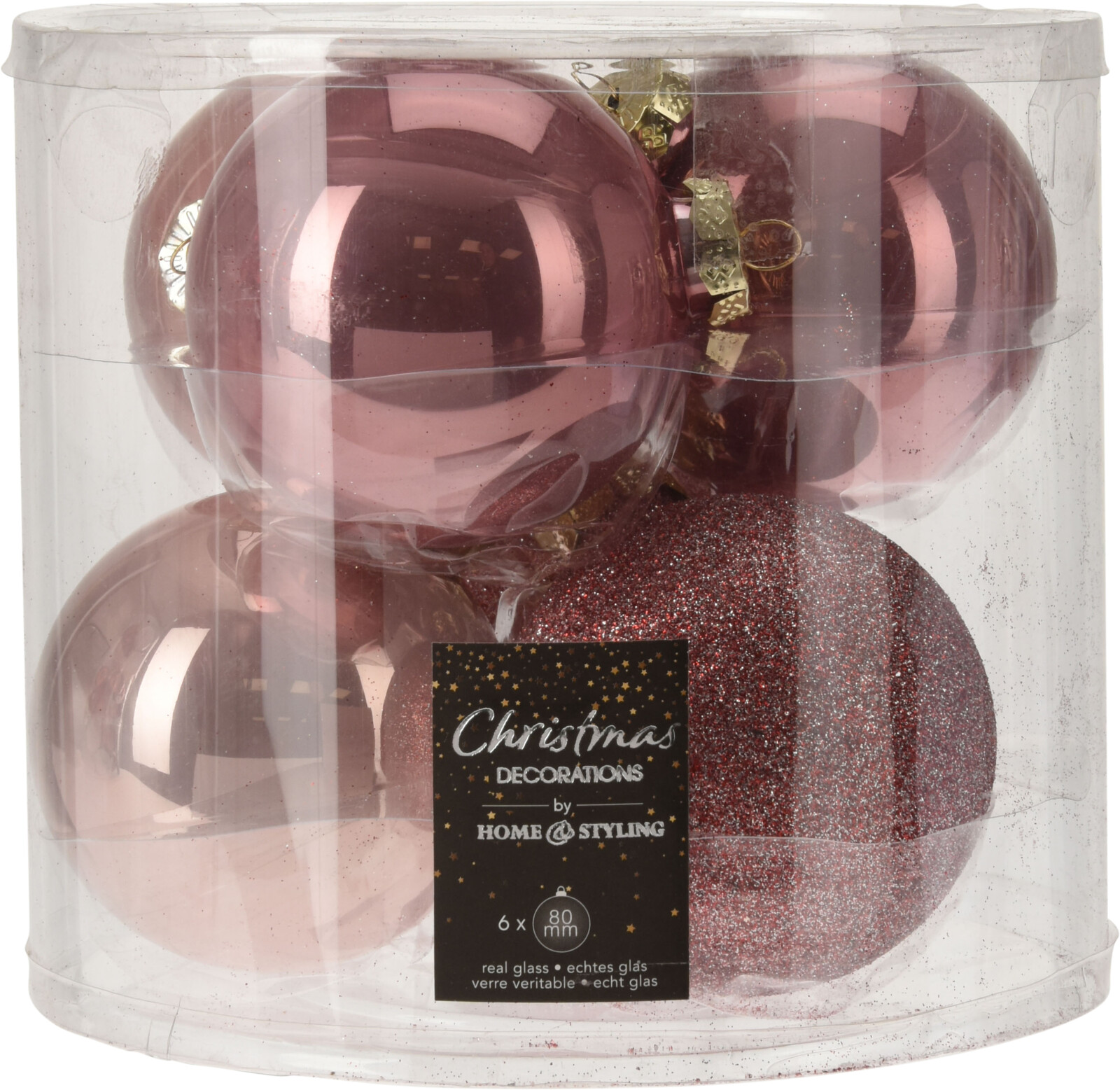

Набор елочных шаров Christmas Decoration 8 см 6 шт розовый (ABR702540)