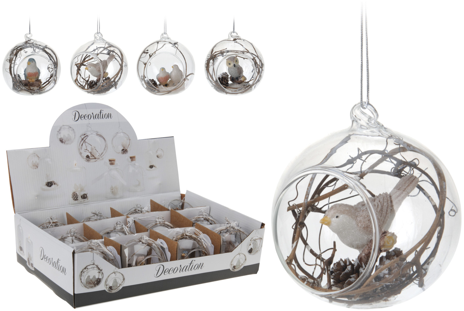 

Набор елочных шаров Christmas Decoration 8 см 12 шт с птичкой (ABT315150)