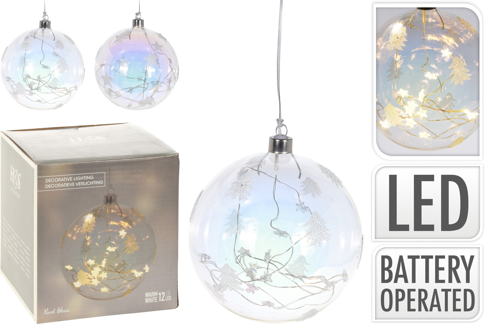 

Елочный шар Christmas Decoration 12 см со светодиодами (ABT610600)