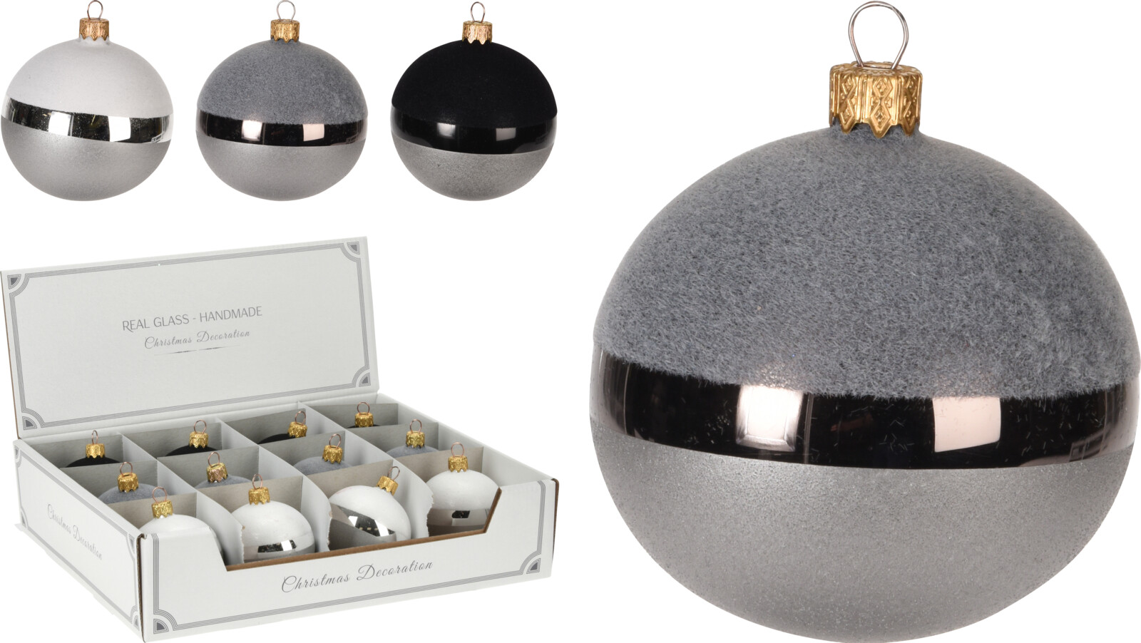 

Набор елочных шаров Christmas Decoration 6 см 12 шт серый (AVG114140)