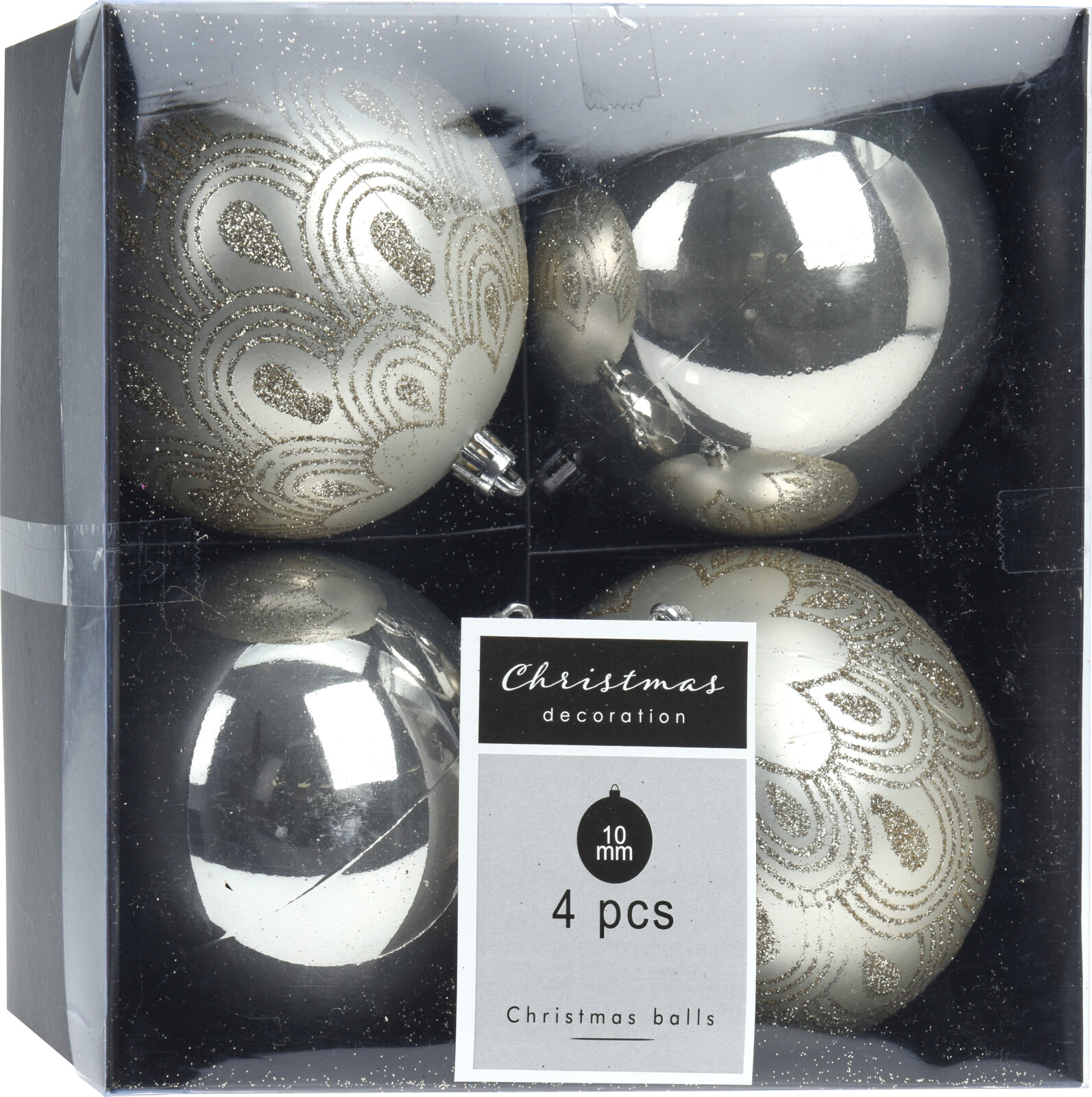 

Набор елочных шаров Christmas Decoration 10 см 4 шт белый (CAN221500)