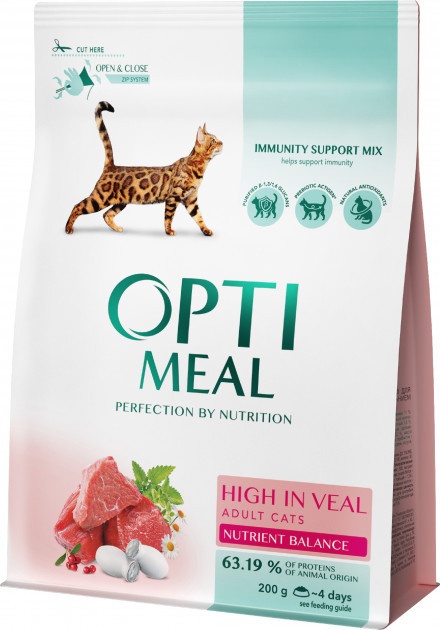 

Сухой корм для котов Optimeal с телятиной 4кг