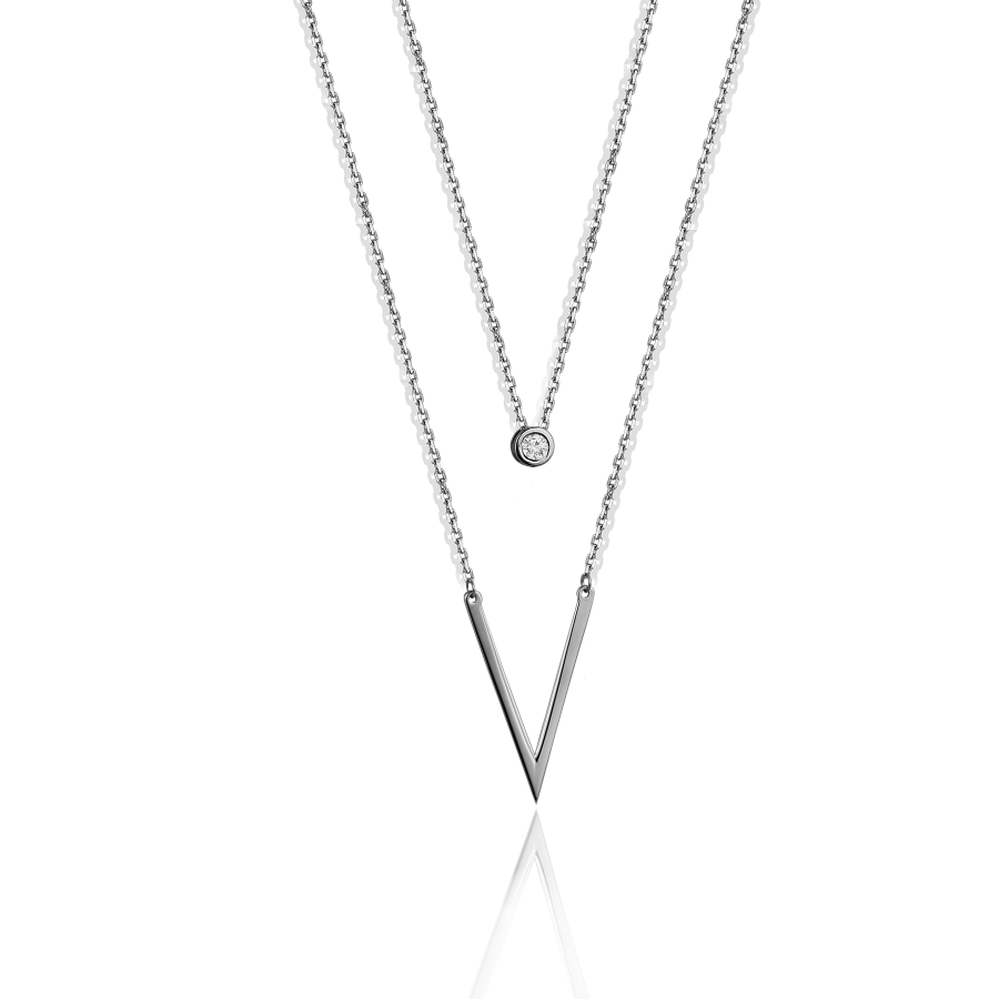

Колье Qzsilver (908-01203) Серебро Белый Фианит белый 40