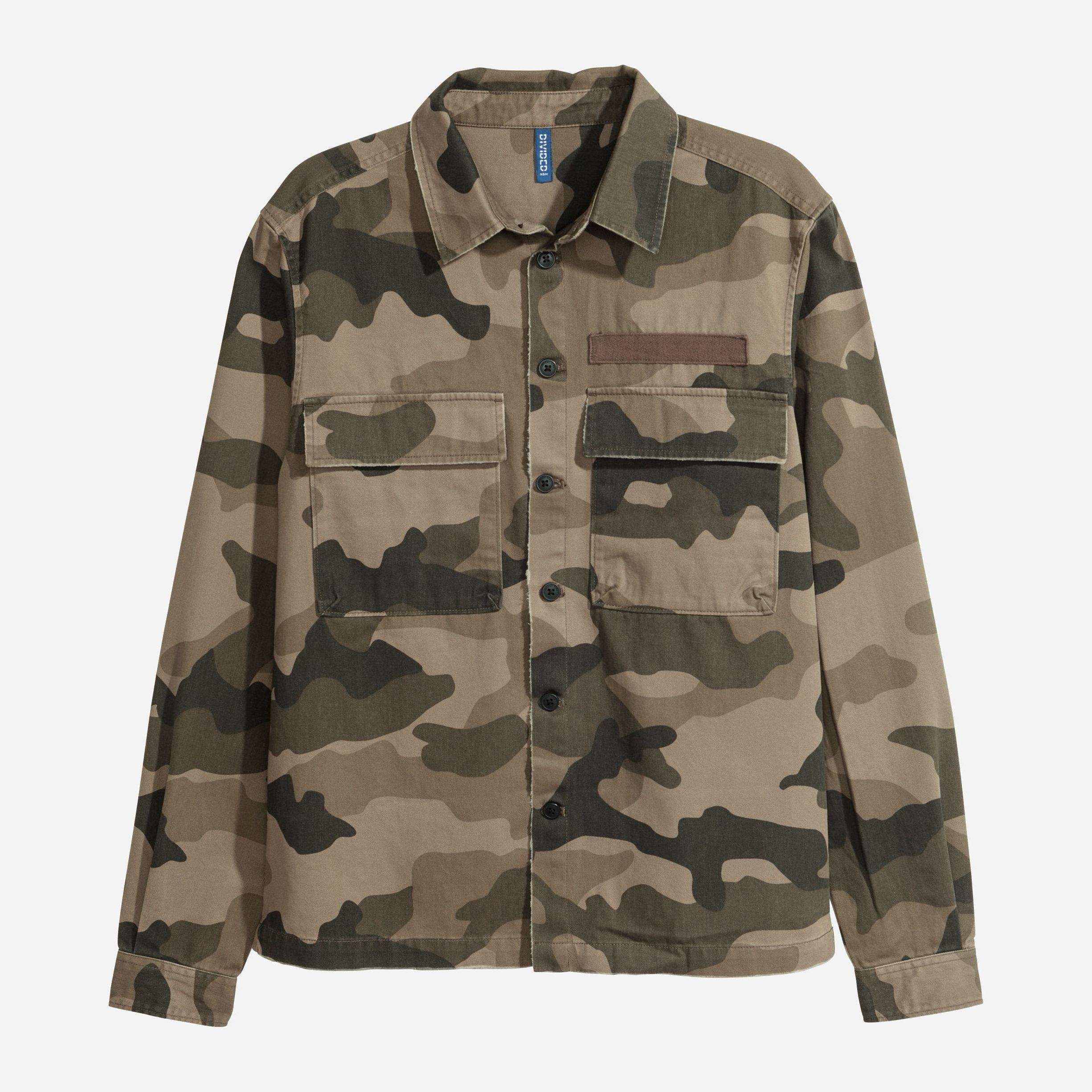 

Джинсовая куртка H&M XAZ103734TGNB XL Хаки с принтом