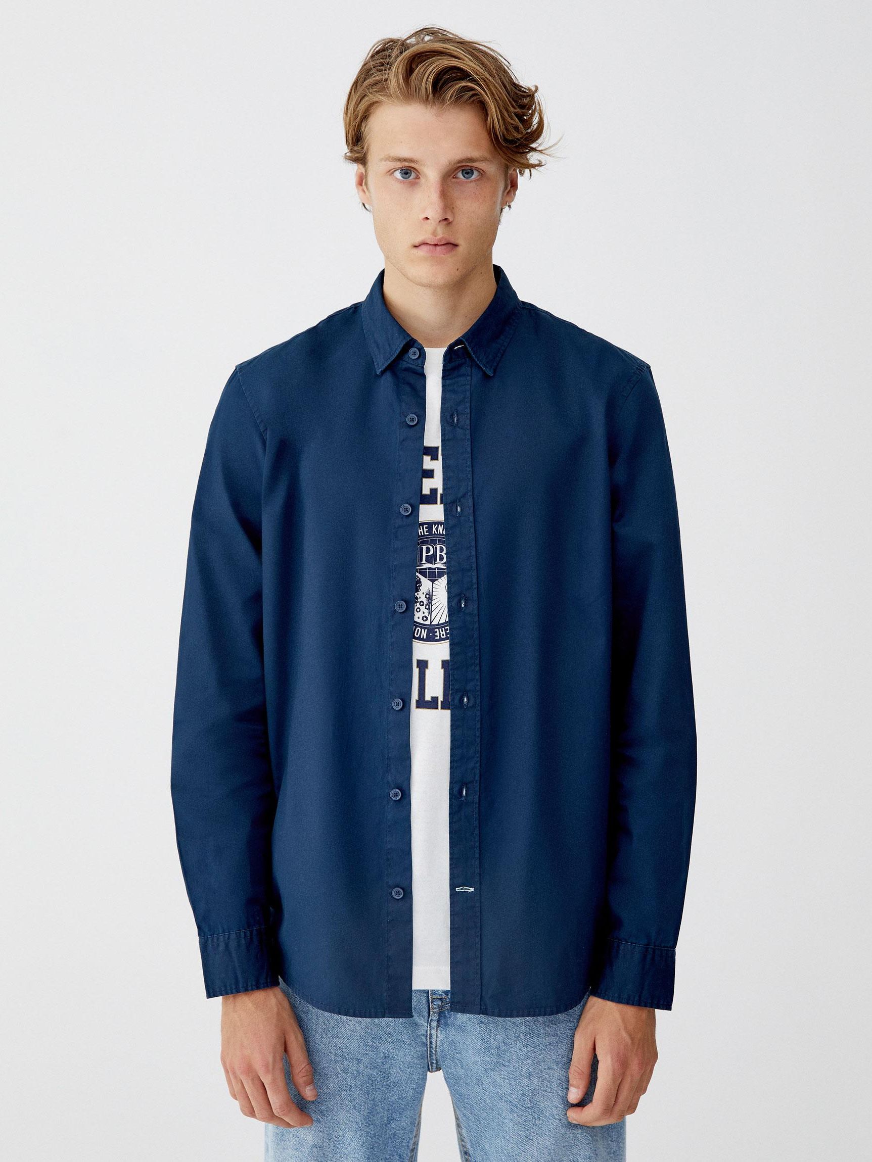 

Рубашка Pull & Bear XAZ259386WZPQ M Темно-бирюзовая