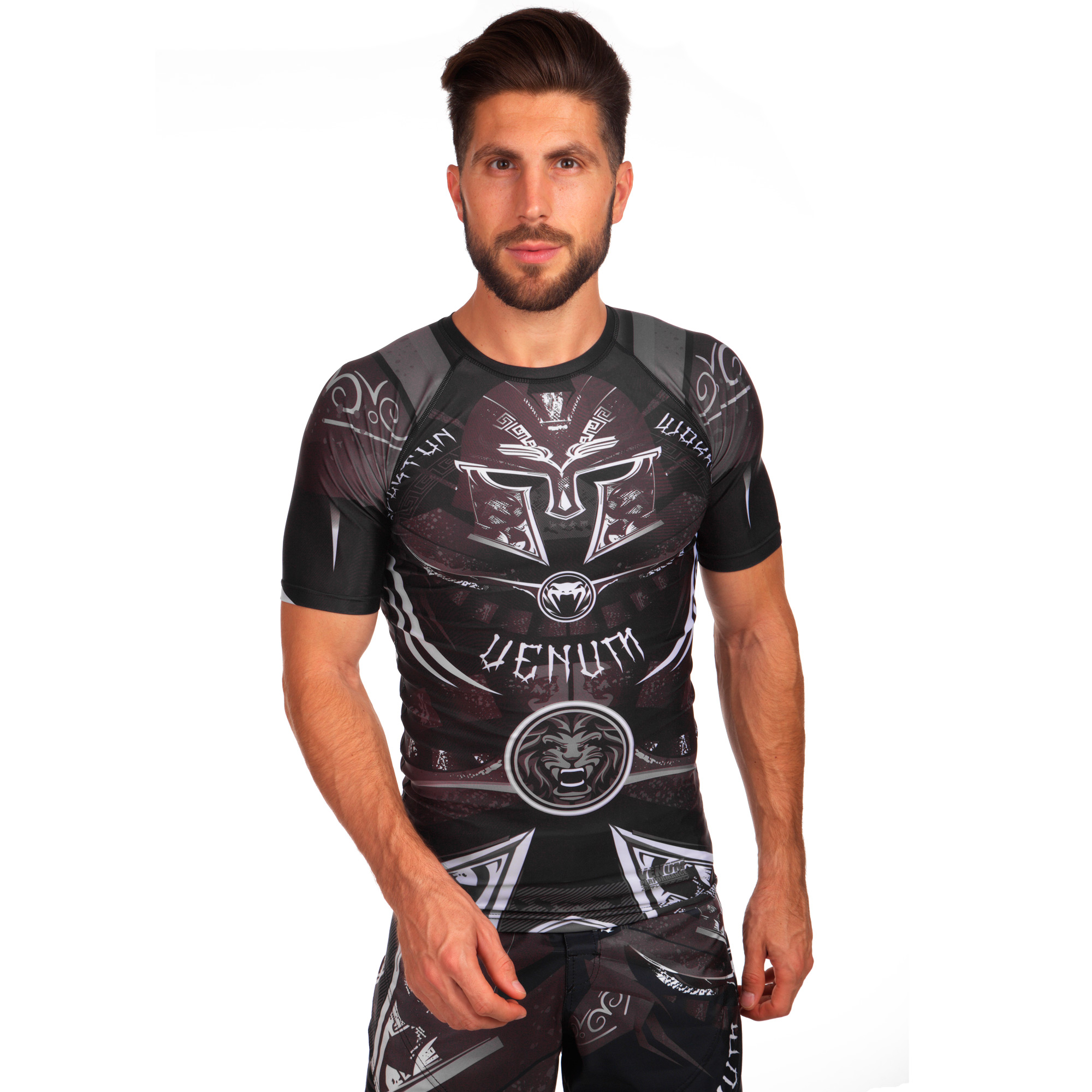 

Рашгард с коротким рукавом Venum GLADIATOR CO-5801 (PL, эластан, р-р XL 50-52 , черный-коричневый)