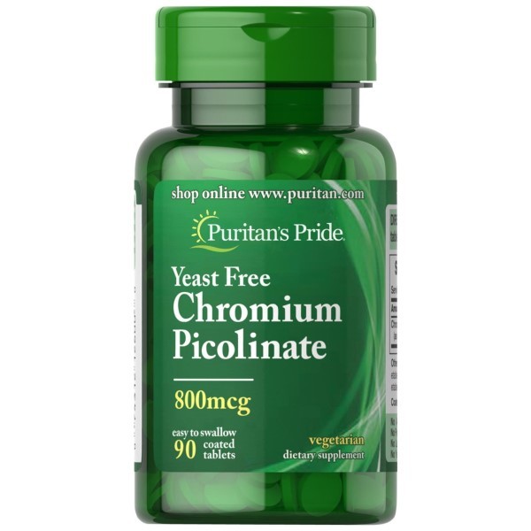 

Натуральные добавки Puritan's Pride Chromium Picolinate 800 мкг Yeast Free 90 таблеток