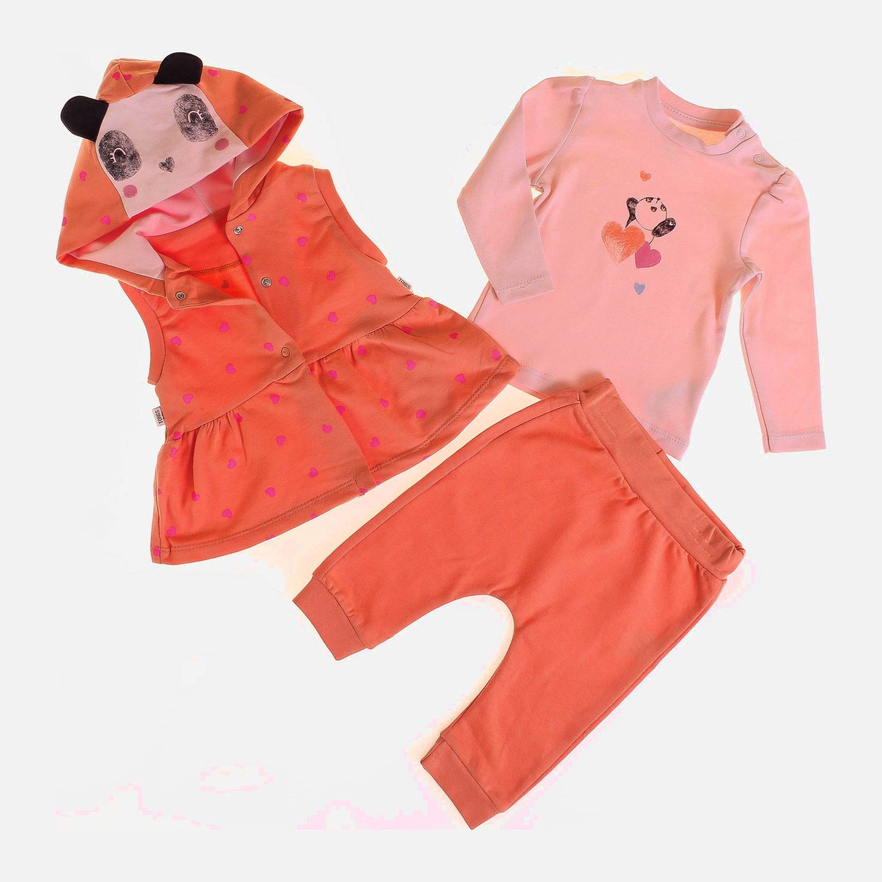 

Комплект (жилет + футболка с длинными рукавами + брюки) Tongs Baby 2974 74 см Темно-Персиковый