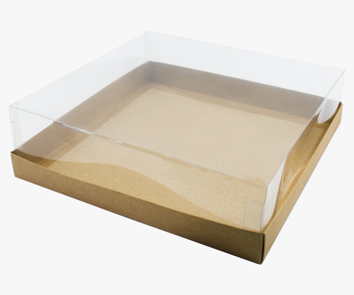

Коробка для торта 25х25х7 см 3шт крафтовая с крышкой "Аквариум" Dmytropack