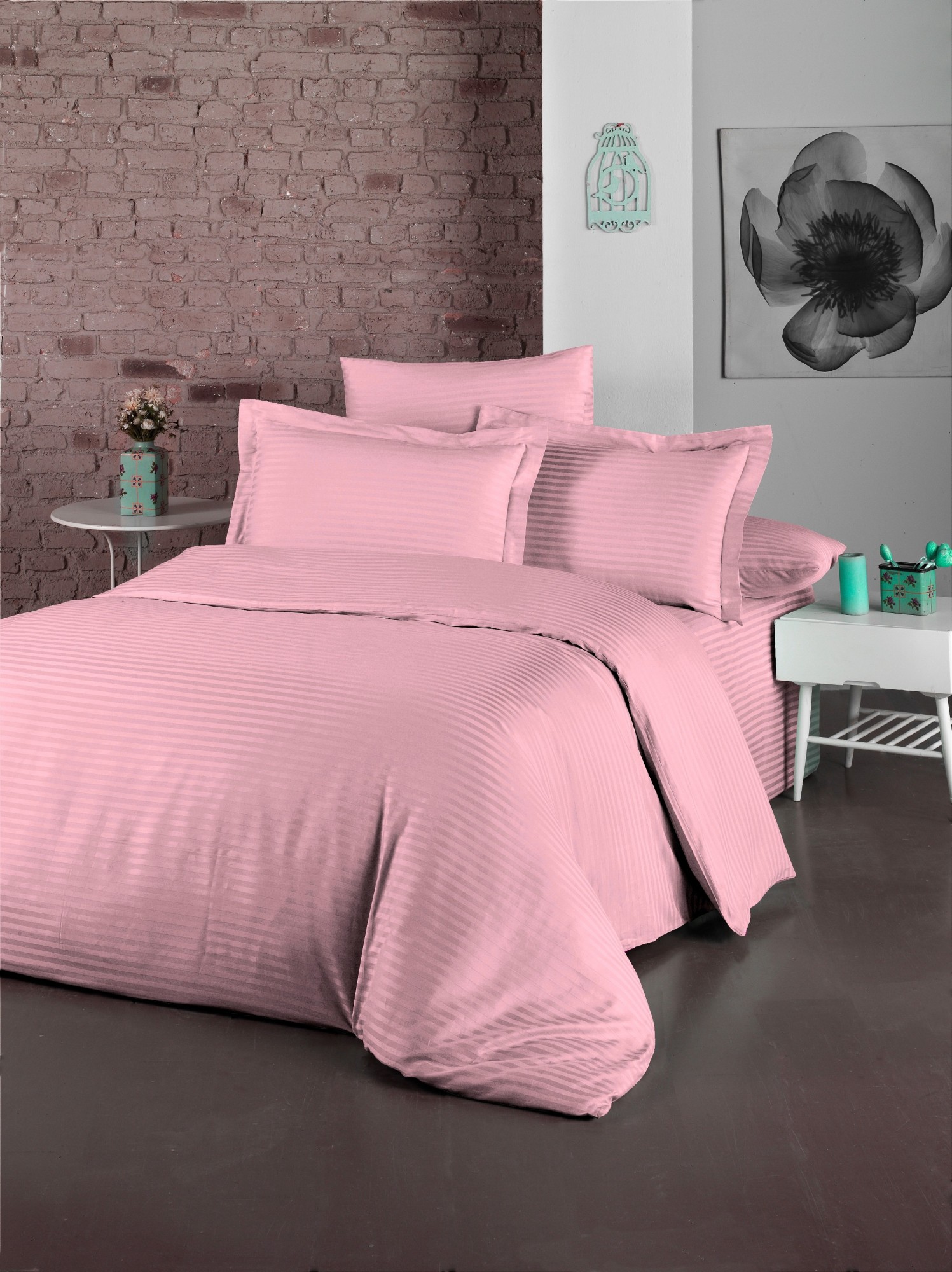 

КПБ LIGHTHOUSE Exclusive Sateen STRIPE LUX пудра 200*220/4*50*70
