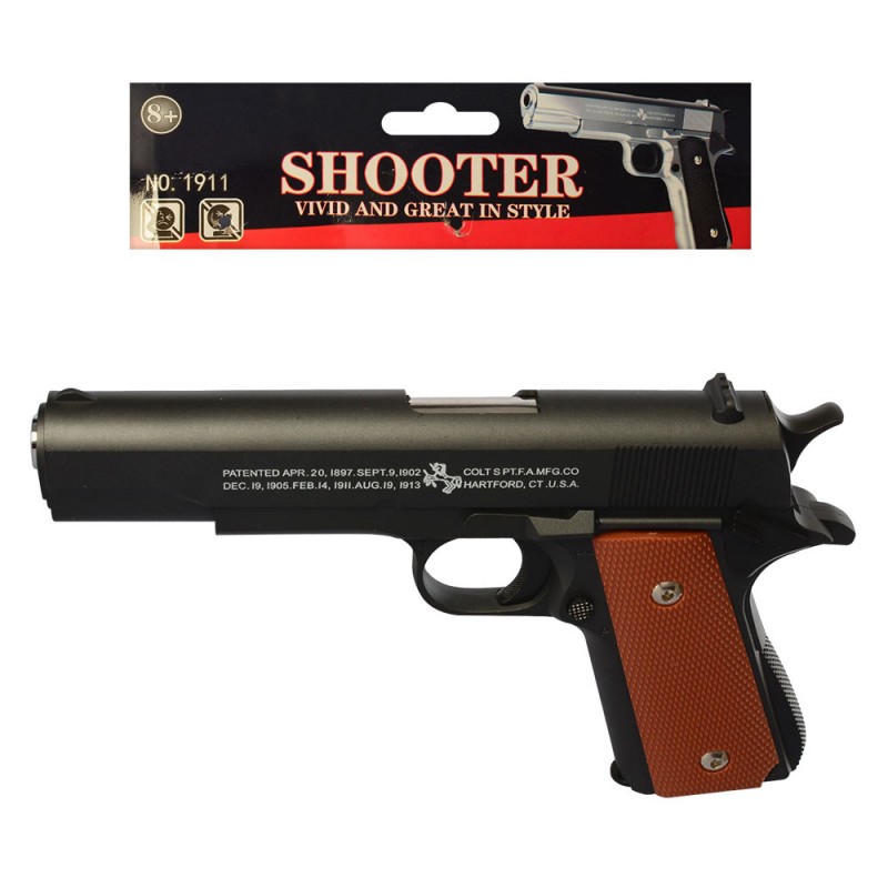 

Игрушечный детский пистолет на пульках Shooter металлический 1911B