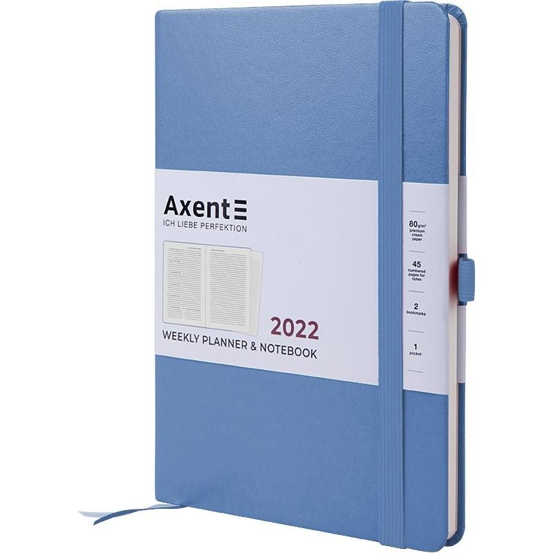 

Еженедельник 2022 Prime Strong 145х210 в твёрдой обложке Васильковый Axent