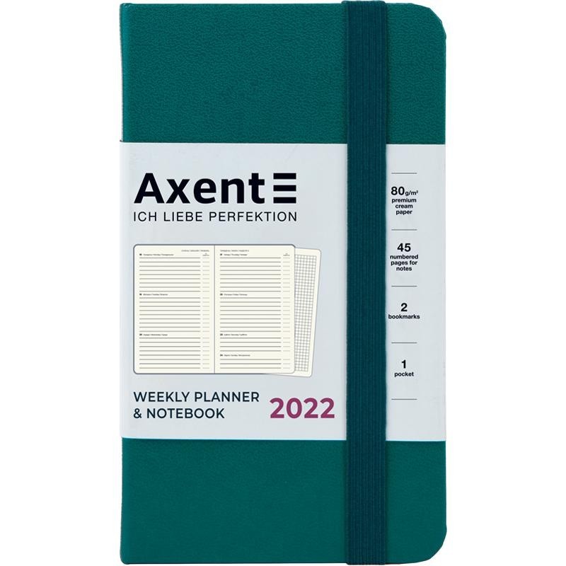 

Карманный еженедельник 2022 Pocket Strong 90х150 в твёрдой обложке Малахитовый Axent