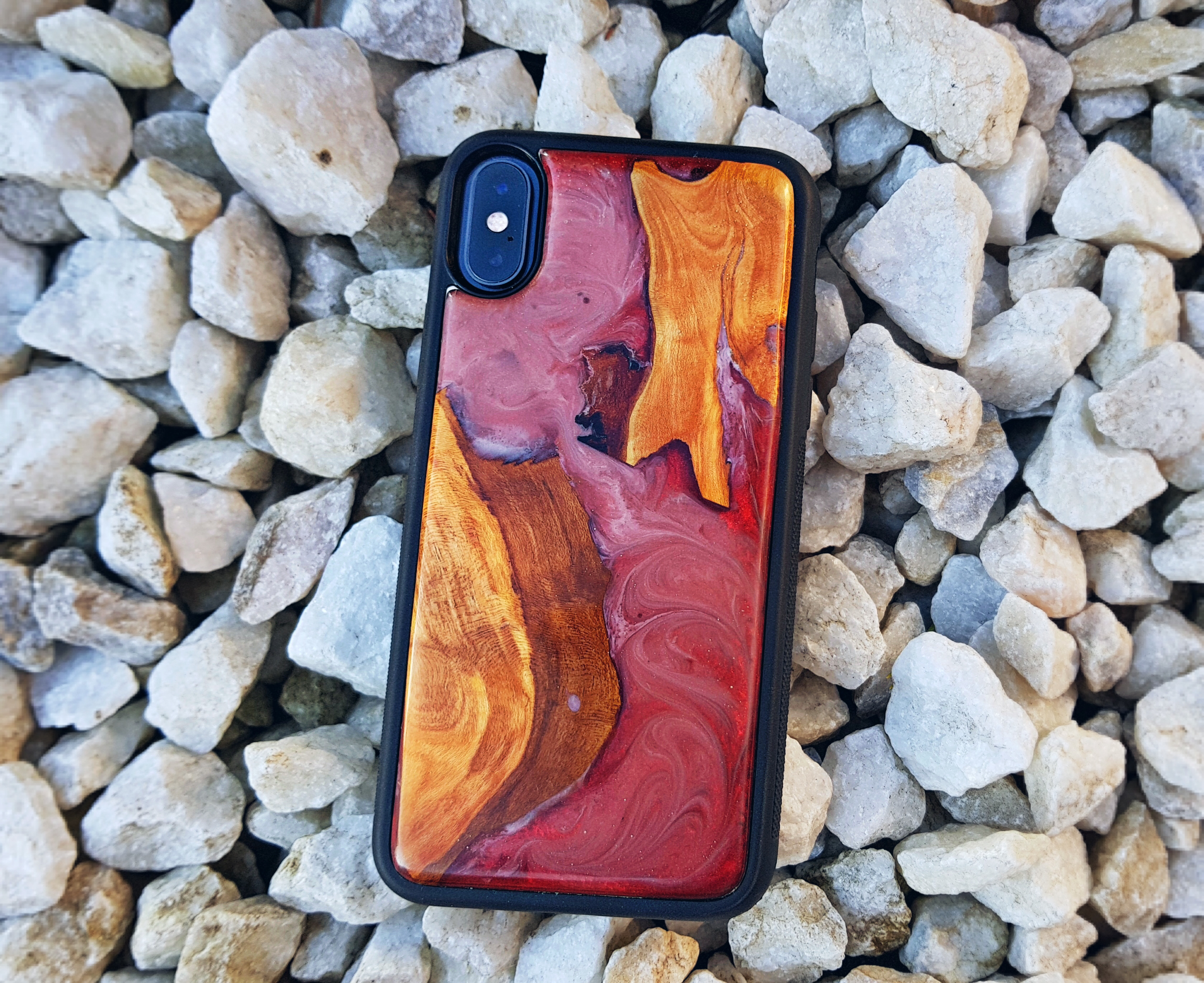 

Чехол на айфон Xs ручної роботи WoodWork Red