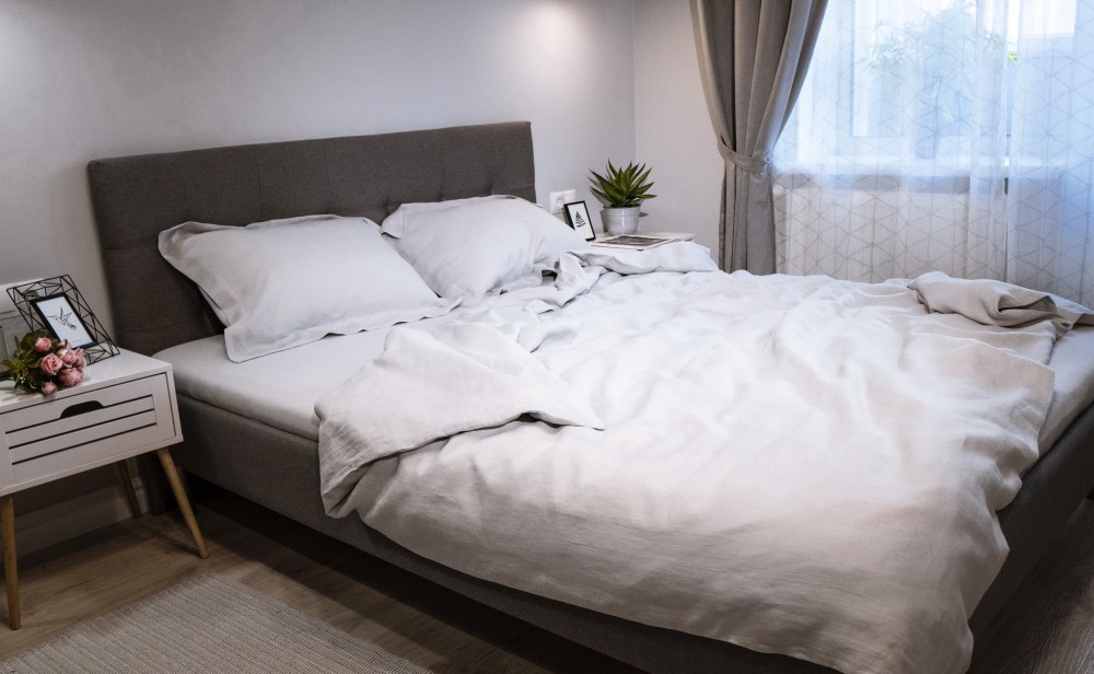 

Комплект постельного белья из высококачественного умягченного льна ECO HOME Односпальный Single Светло-серый 140х200 см (EH01-21-1)
