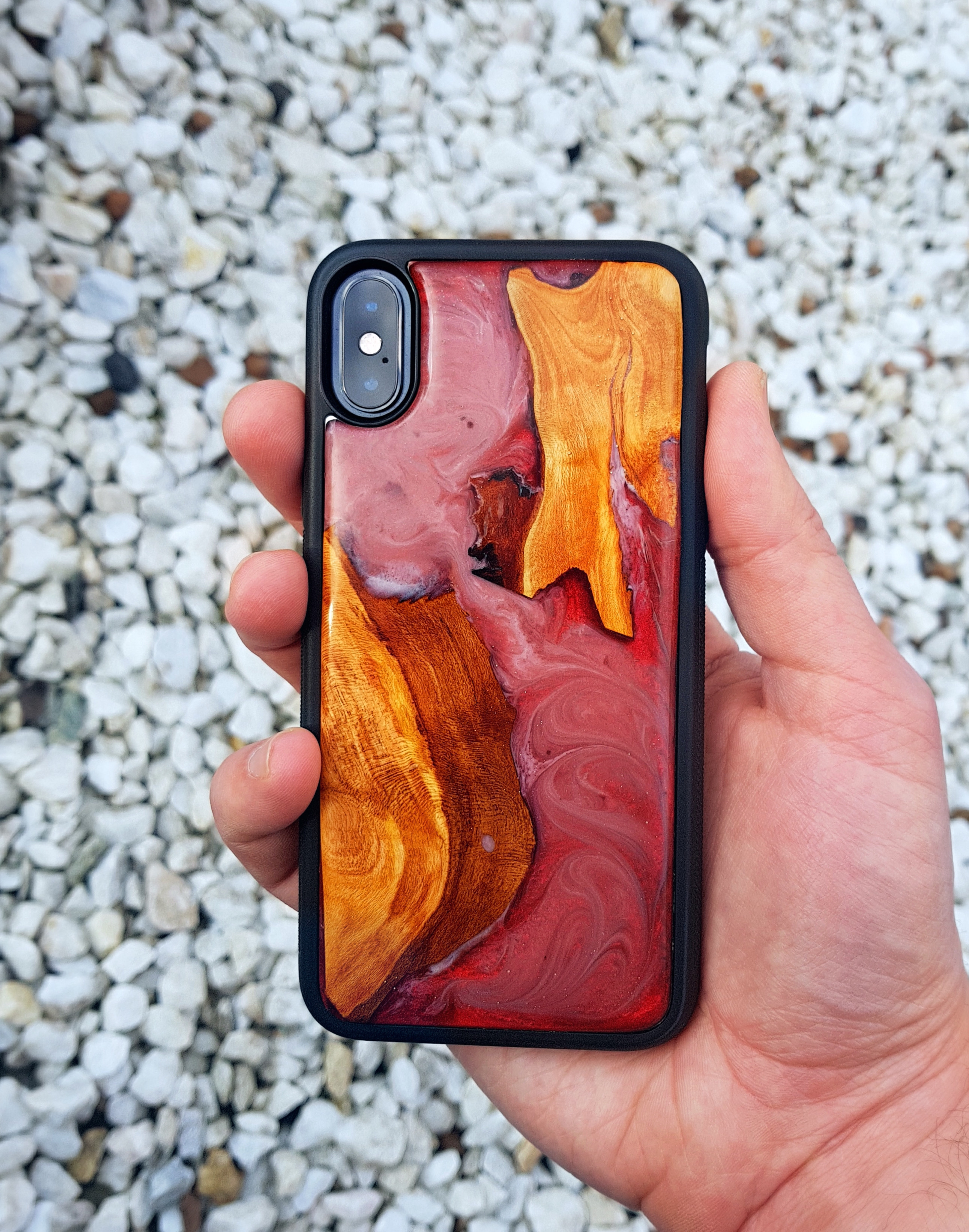 

Чехол на айфон Xs Max ручної роботи WoodWork Red