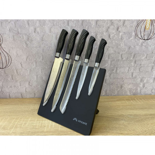 

Набор ножей с магнитной подставкой Vincent Damask VC-6209 (6 пр)