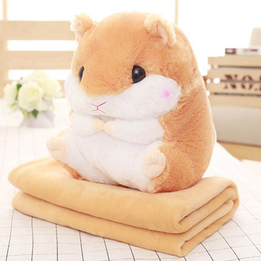 

Игрушка подушка Хомяк с пледом (3 в 1) Игрушка, подушка + плед 155×110 см Светло-коричневый