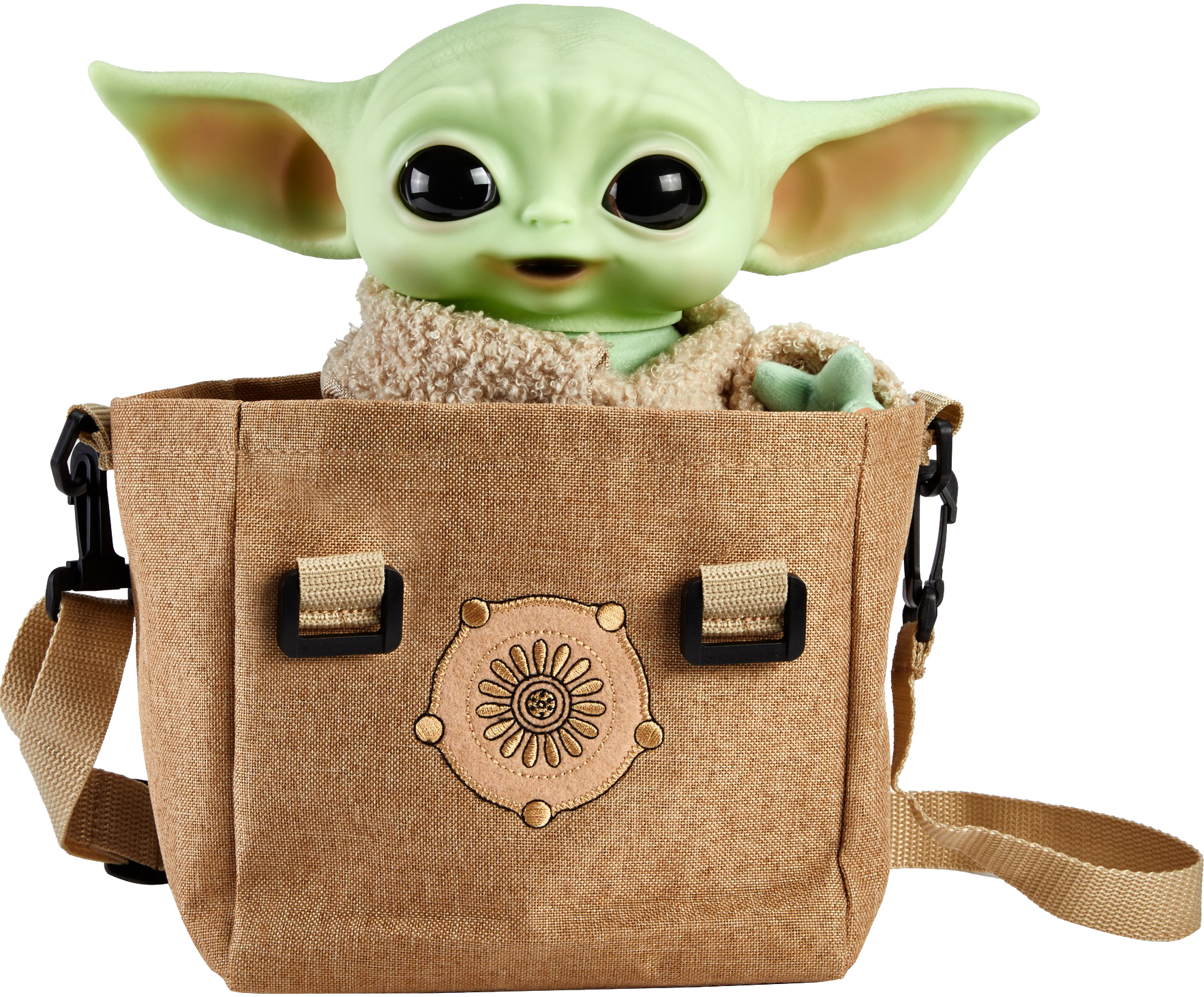 Акція на Интерактивный Малыш Йода Star Wars из сериала Звездные войны: Мандалорець в дорожной сумке 28 см (HBX33) від Rozetka UA