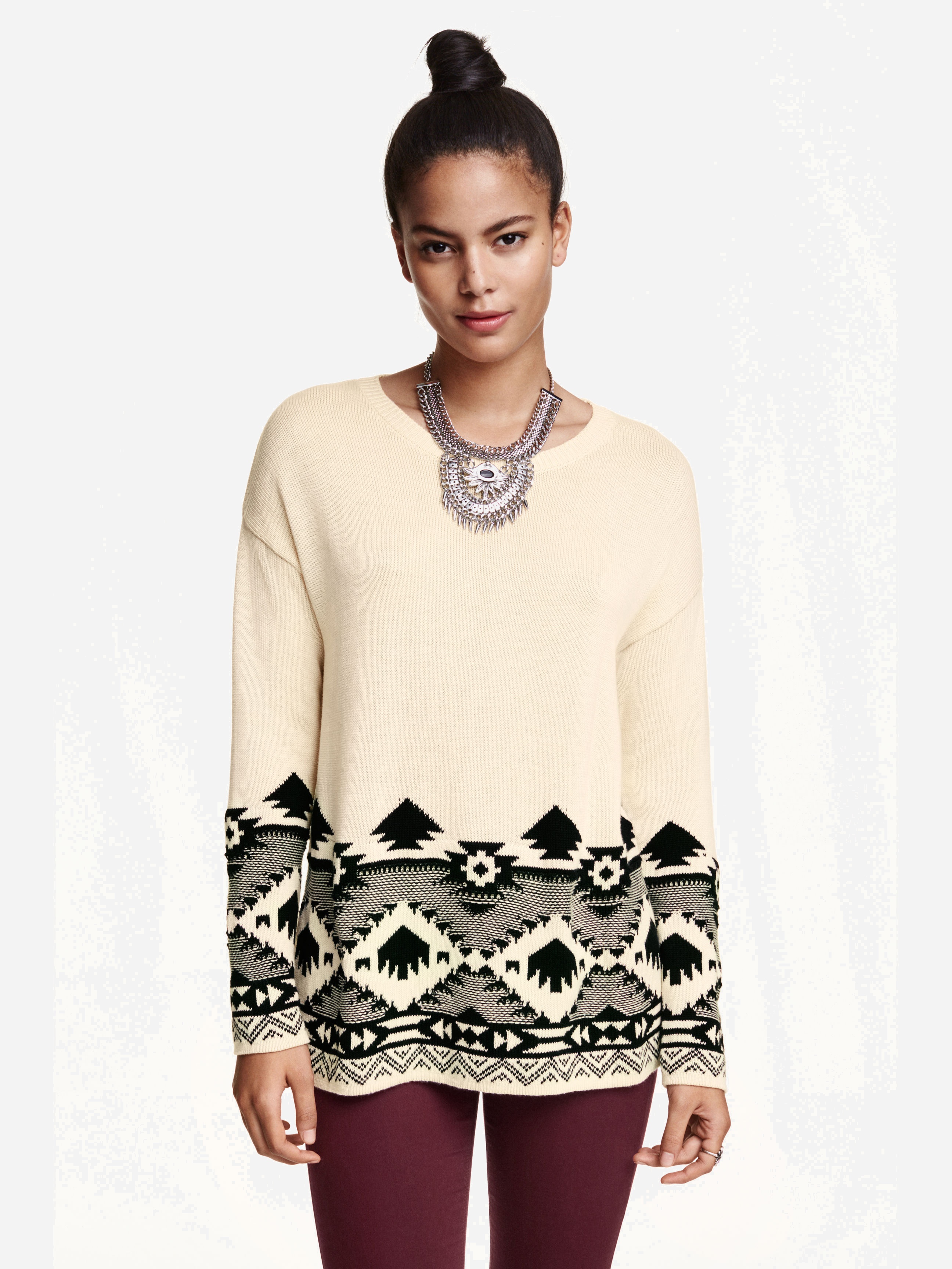 

Джемпер H&M XAZ040369DSMC S Бежевый с черным