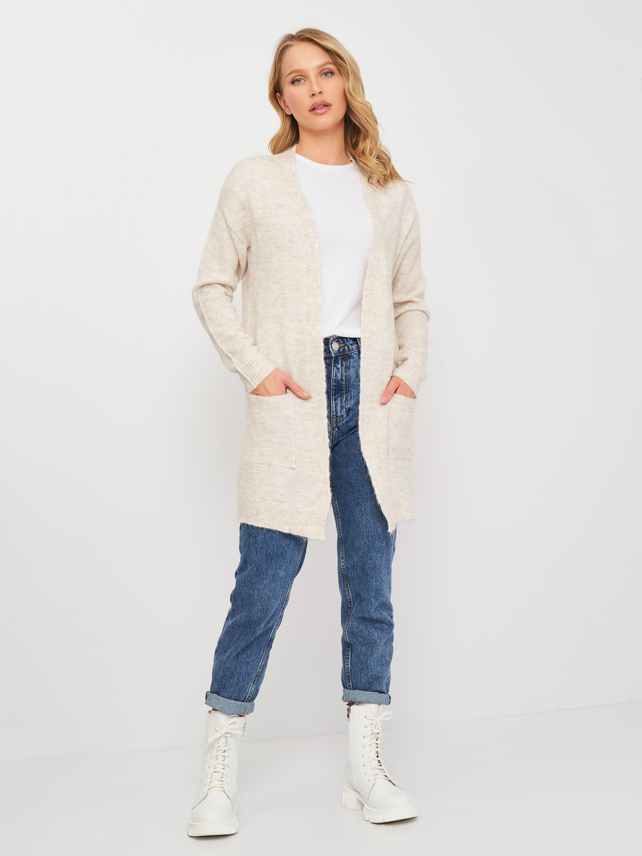 

Кардиган H&M 68504486 XS Светло-бежевый меланж