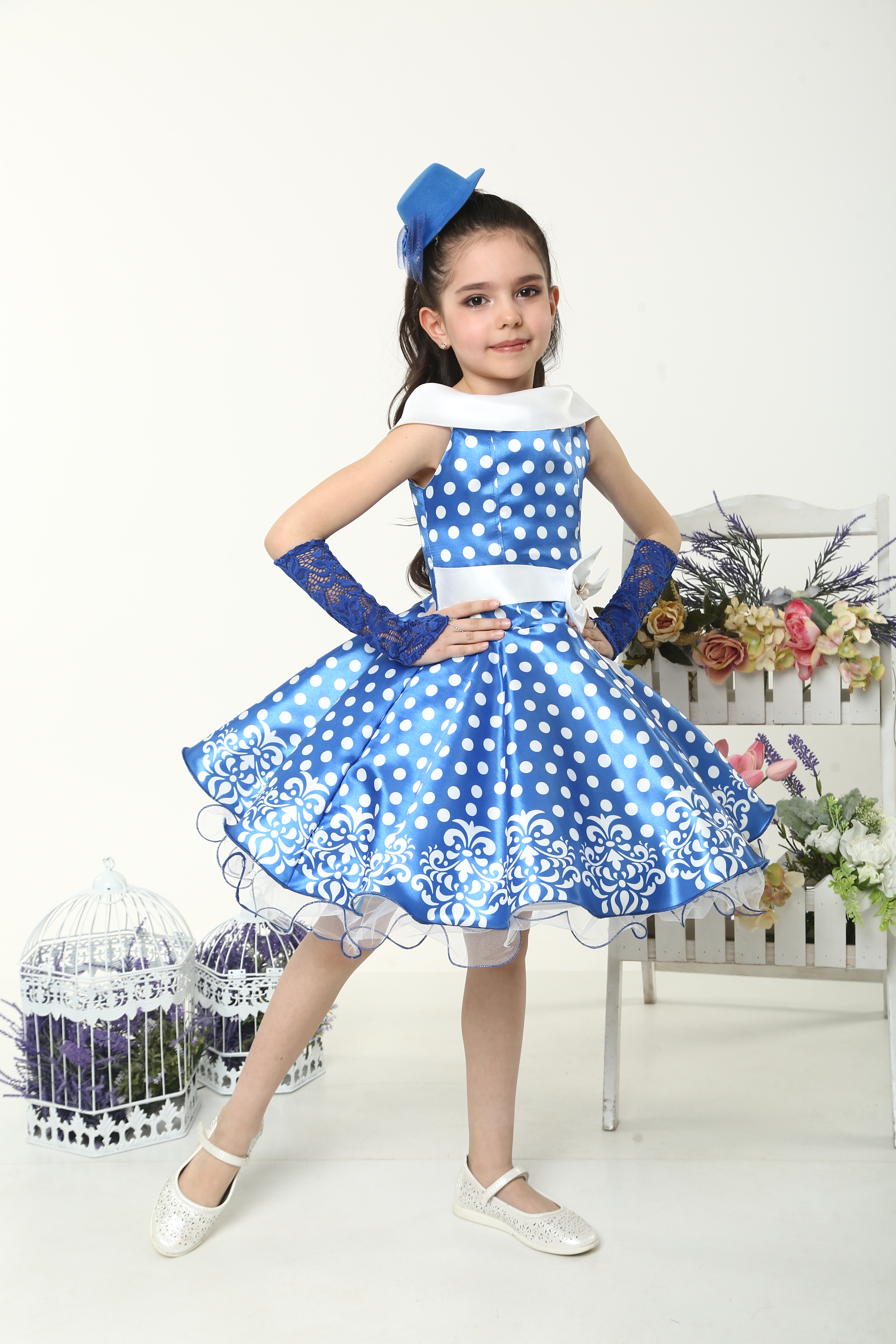 

Детское платье I.V.A.moda Стиляги в горох 30 синий iva-455