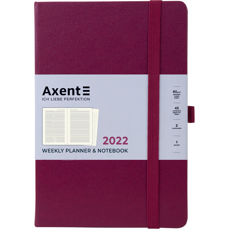 

Еженедельник датированный Axent Prime Strong 2022 А5 96 листов бордовый (8507-22-46-A)