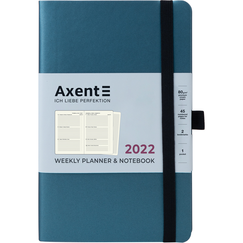 

Еженедельник датированный Axent Partner Soft Skin 2022 А5- 96 листов синий (8506-22-14-A)