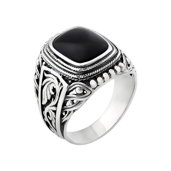 

Печатка серебряная с ониксом 455ч, 18.5 размер