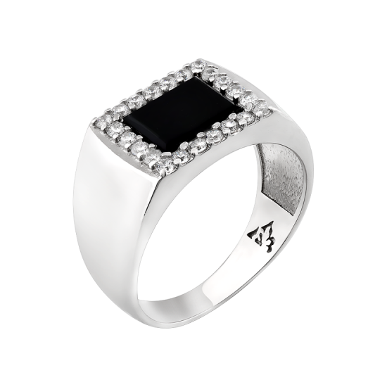 

Печатка серебряная с ониксом 663р, 19.5 размер