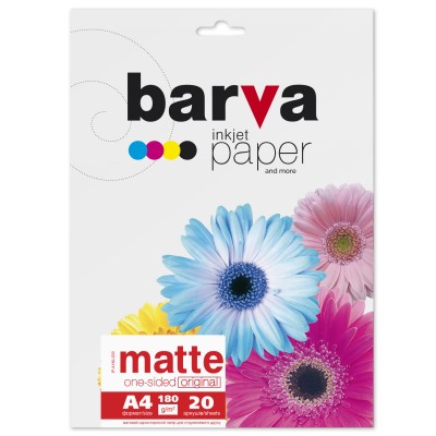 

Бумага Barva A4 180 g/m2, matt, 20арк (A180-203)