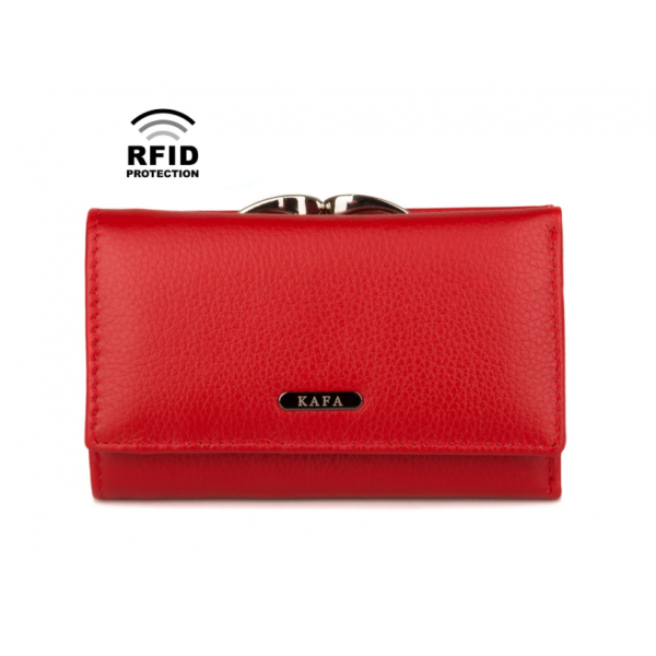 

Кошелек женский кожаный Kafa с RFID защитой красный - 21556